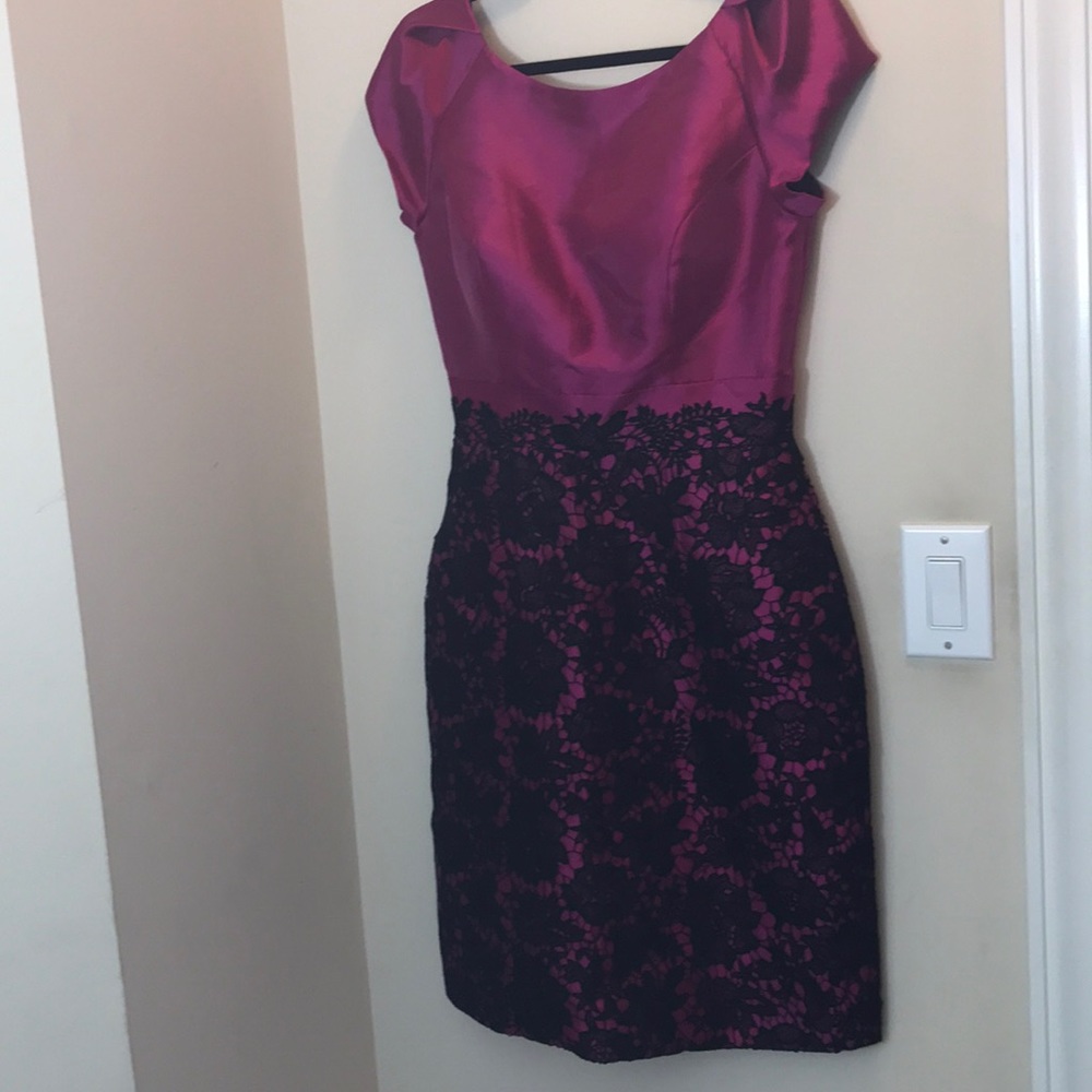 Love Fuchsia Dress with Black Lace Overlay Size 8 - Picture 2 of 8